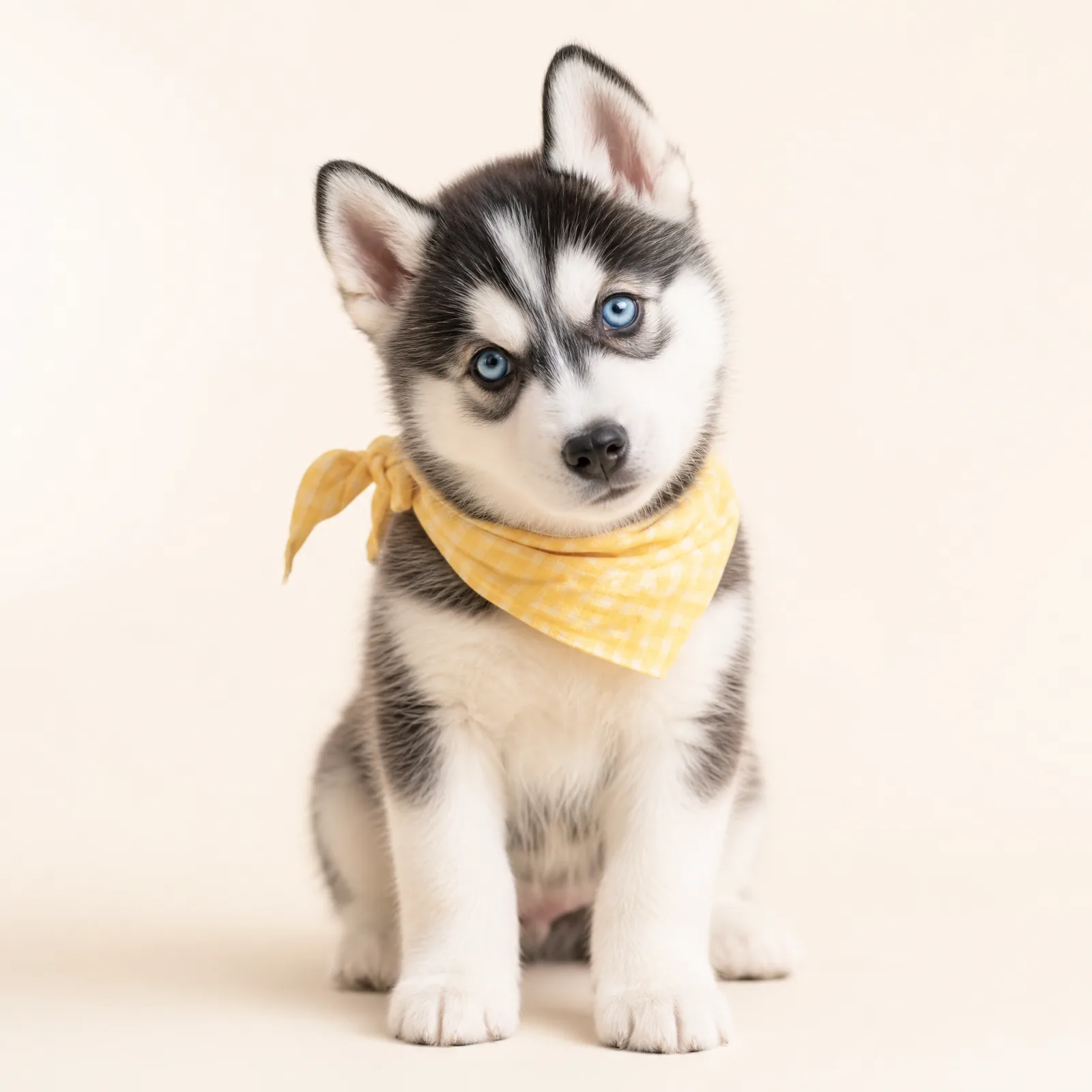 系着黄色头巾的哈士奇幼犬定妆照